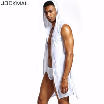 

JOCKMAIL Nylon Ice Silk bathrobes for men Gay Loungewear nightgown robe sets sexy kimono bath robes mens sexy pajamas sleepwear