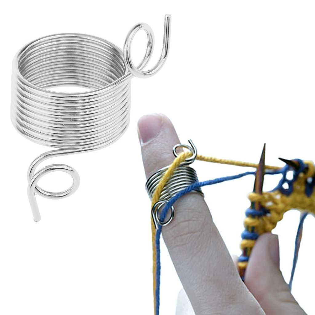 2 Piece Metal Yarn Guide Knitting Thimble for Knitting Crafts Accessories Tool Silver 15mm 18mm