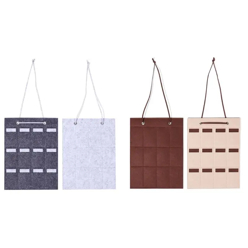 

Trendy 12 Slot Felt Sunglasses Storage Wall Hanging Bag Glasses Finishing Exhibition Display Holder Container T4MD