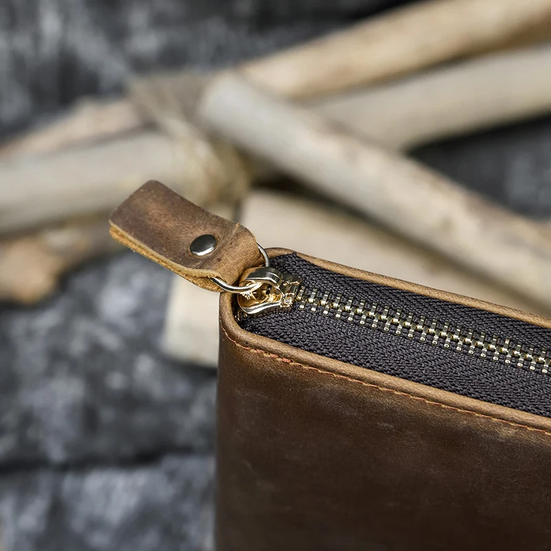 Credit Card Inner Zip Long Wallets Bifold Crazy Horse Long Wallet Male Phone Purse Vintage Genuine leather Men Clutch Wallet 44 Hdb2a9c8c30664d7dba8702a49c23b446E