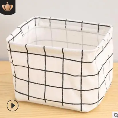 High Quality Cotton Linen Desktop Storage Basket Sundries Storage Box with Handle Desk Makeup Organizer 20.5x13.5x16.5cm S01 - Цвет: 7