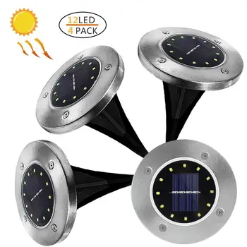 

Solar Powered Disk Lights 12 LED Solar Pathway Lights Outdoor Waterproof Garden Landscape Lighting For Home Yard Deck Lawn Patio