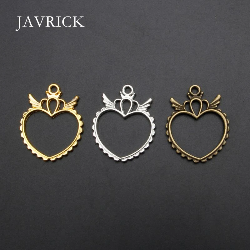 

5Pcs Hollow Wings Heart Frame Pendant Open Back Bezel UV Resin Craft Tool DIY Pendant Accessories Jewelry Making Tool