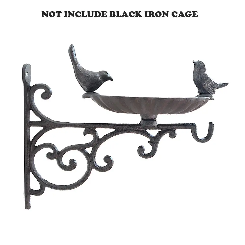 

Outdoor Birdfeeder Bird Basin Iron Hanging Wall Bracket Garden Pot Plant Flower Bastet Hanger Feeding Tools Gardenning Decor