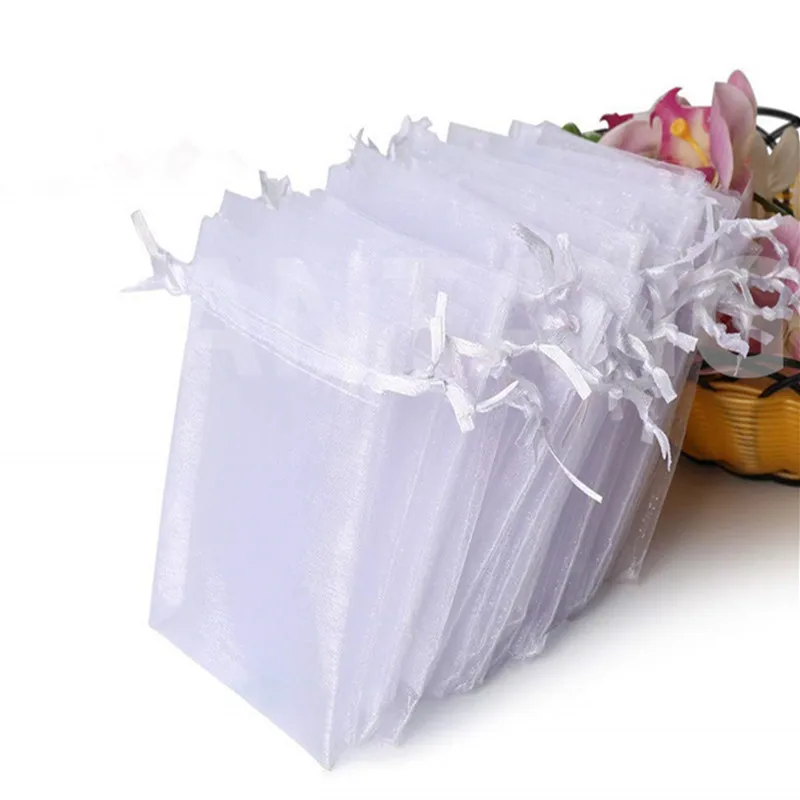 7x9cm/9x12cm 50pcs Jewelry Packaging Drawable Organza Gift Bags Pouches 