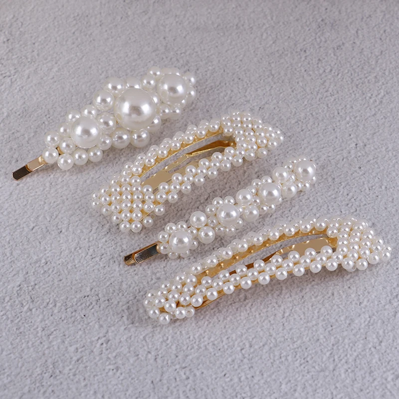 

HWetR Fashion Solid Pearl Hair Clips for Women Hair Barrette Hairpins Trendy Handmade Hair Styling Accessories Nice Gifts