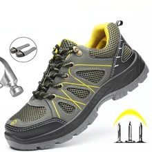 Chaussures de sécurité respirantes pour hommes, baskets de travail à bout en acier, chaussures de sécurité industrielles indestructibles, chaussures de travail pour hommes, 2021 