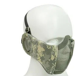 Foldable Tactical Half Face Protective Mask Mesh Lower Face Mask with Ear Protection for Military Paintball Hunting Airsoft
