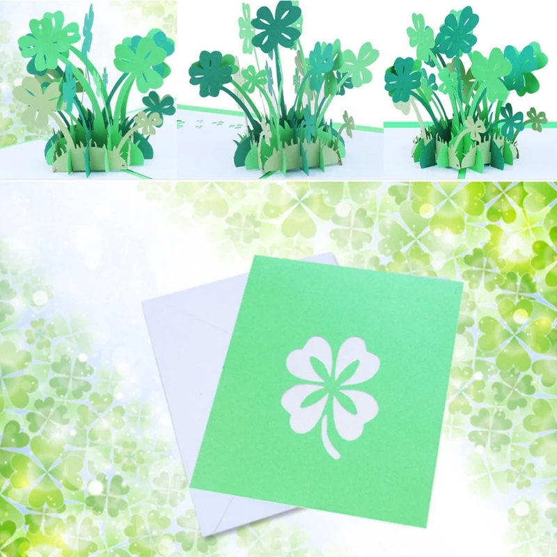  3D Pop Up Greeting Card Clover Birthday Wedding Valentine Anniversary Invitation D08D - 4.00036E+12
