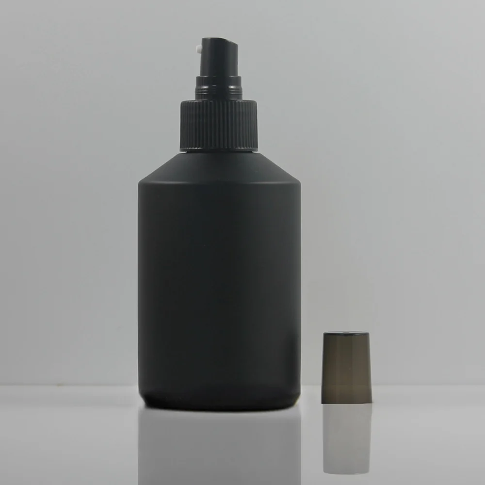 black frosted Стеклянные емкости для косметических средств 200 мл бутылка для лосьона с дозатором насос для крема для тела - Цвет: black frosted