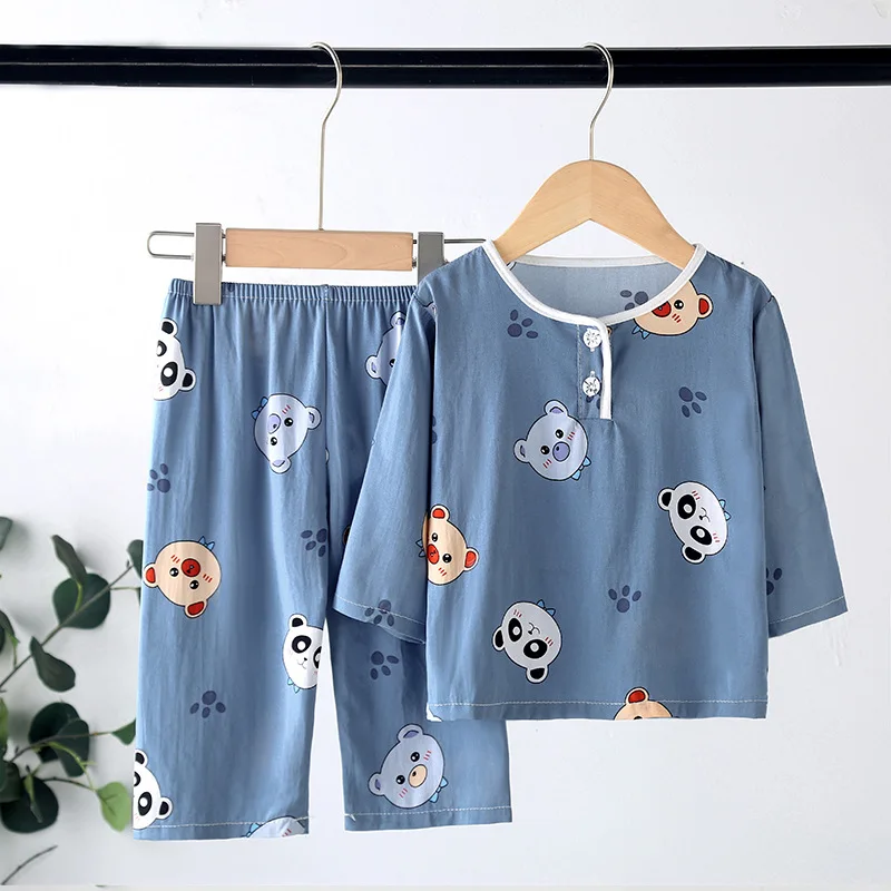 Sleepwear & Robes	 Child Tee Tops+Pants Sleepwear Pajamas Kids Clothes Baby Pajama Sets Boys Girls Short Sleeve Unicon Children Outfits Pajamas Set cotton short pajama sets