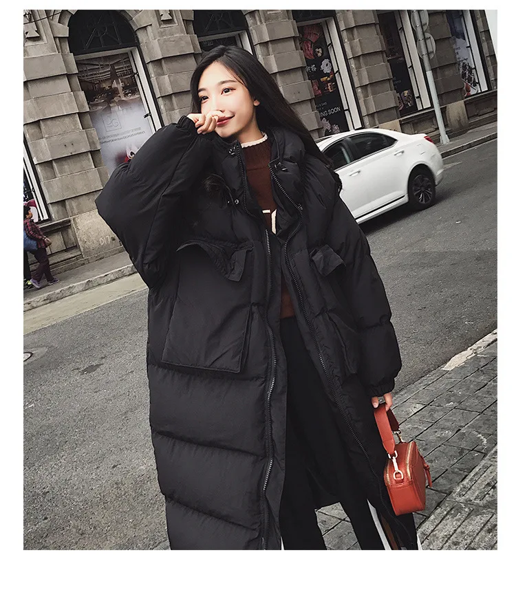 ACZ зимний Корейский стиль женский Молодежный свободный крой средней длины сплошной цвет похудение толстый пуховик хлопковое пальто