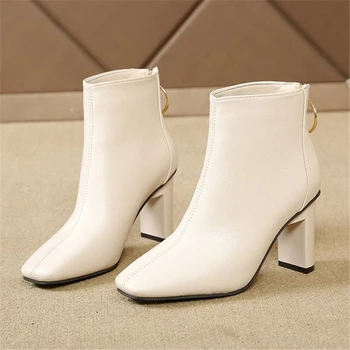 

Dance Snow Boots PU Footwear 2020 New Arrival Ankle Boots Rubber Riding Feminine Shoes Women's High Heels Booties