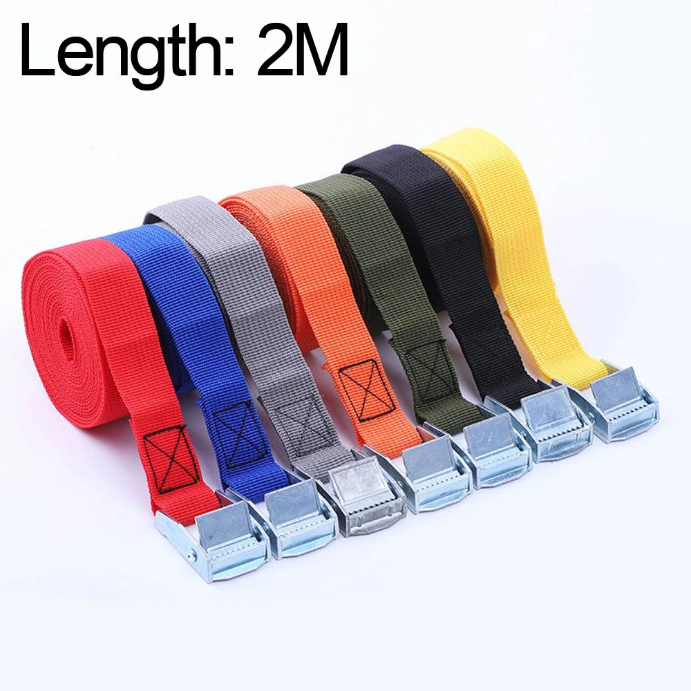 Car Tension Rope Luggage Fixed Strap Cargo Roof Rack Lashing Straps Ratchet Tie Belt 2M