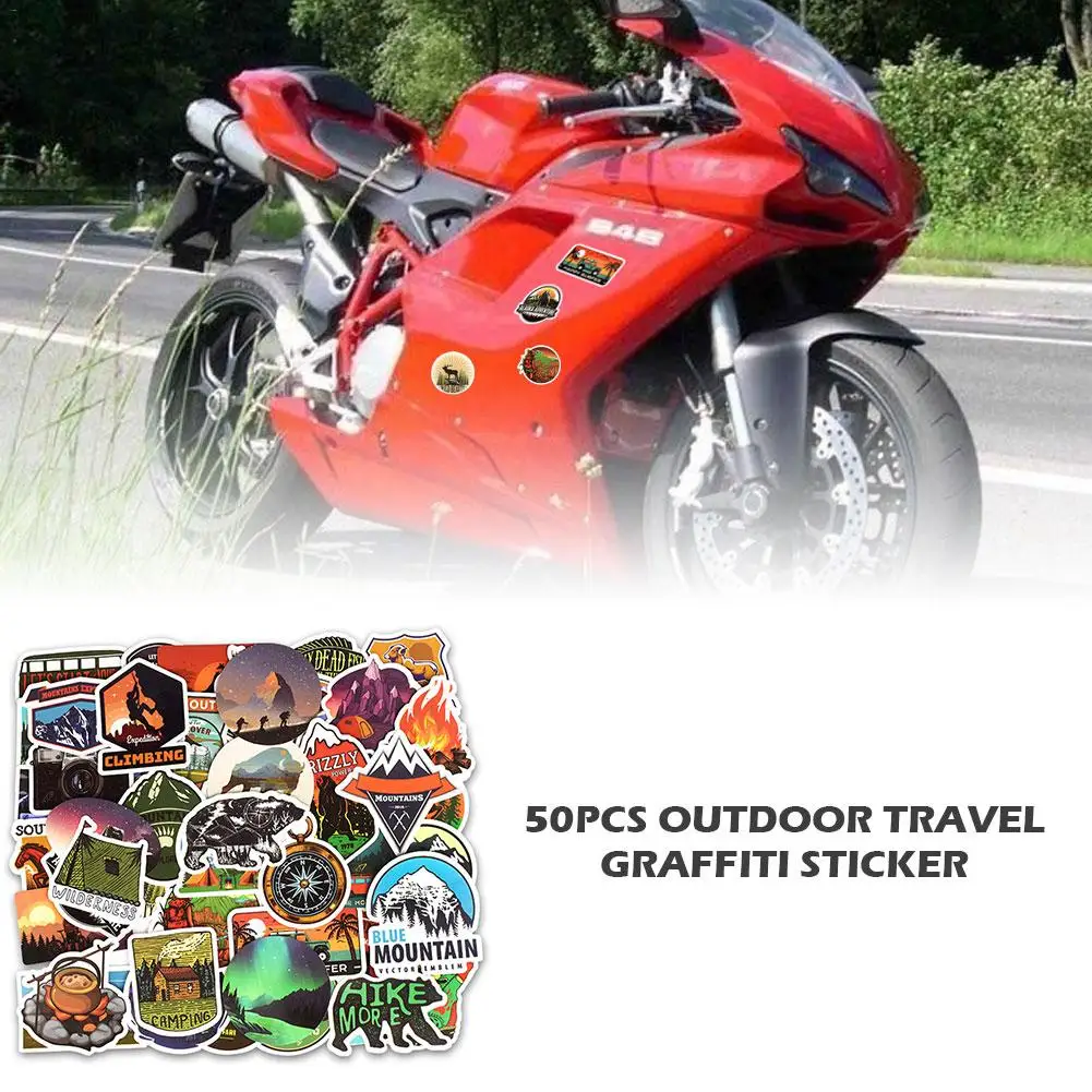 

50Pcs Non-repeating Outdoor Travel Graffiti Sticker Auto Motorcycle Body Sticker Trolley Case Refrigerator Computer Sticker Set