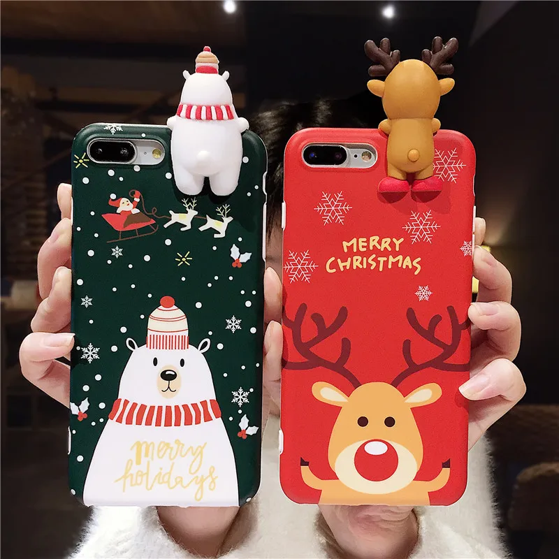 

TIKITAKA Phone Case For iPhone 11 6 6S 7 8 Plus X XS XR XS Max Cartoon Christmas Deer & Snowman Soft TPU Phone Back Cover Cases