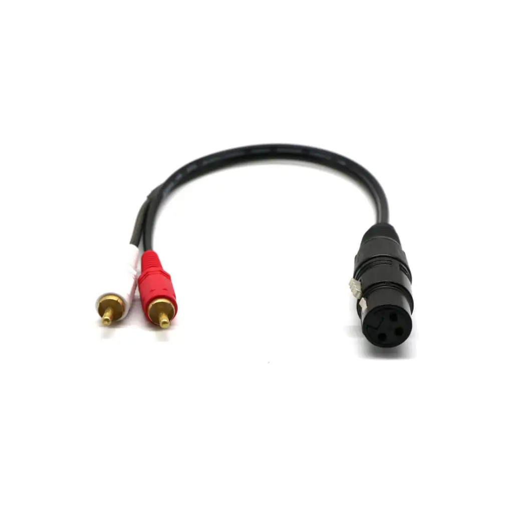 1ft XLR Female to 2 RCA Male Plated Audio Adapter Y Splitter Cable