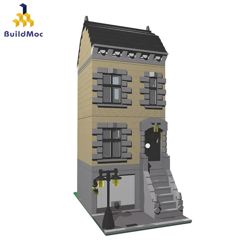 

Expert City Creator Street View Tan House Architecture Building Blocks Set Kids Toys For Children Christmas Gift Bricks Kit