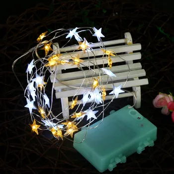 

LED light string / 40LEDs gold and silver five-pointed star + remote control hot sale home decoration stars battery power T5