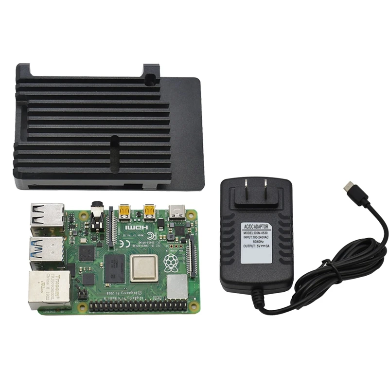 Для Raspberry Pi 4B 2G Оперативная память DIY Kit Поддержка 2,4/5,0 ГГц WI-FI Bluetooth 5,0 с Алюминий CNC сплав защитный чёрный чехол 5V 3A