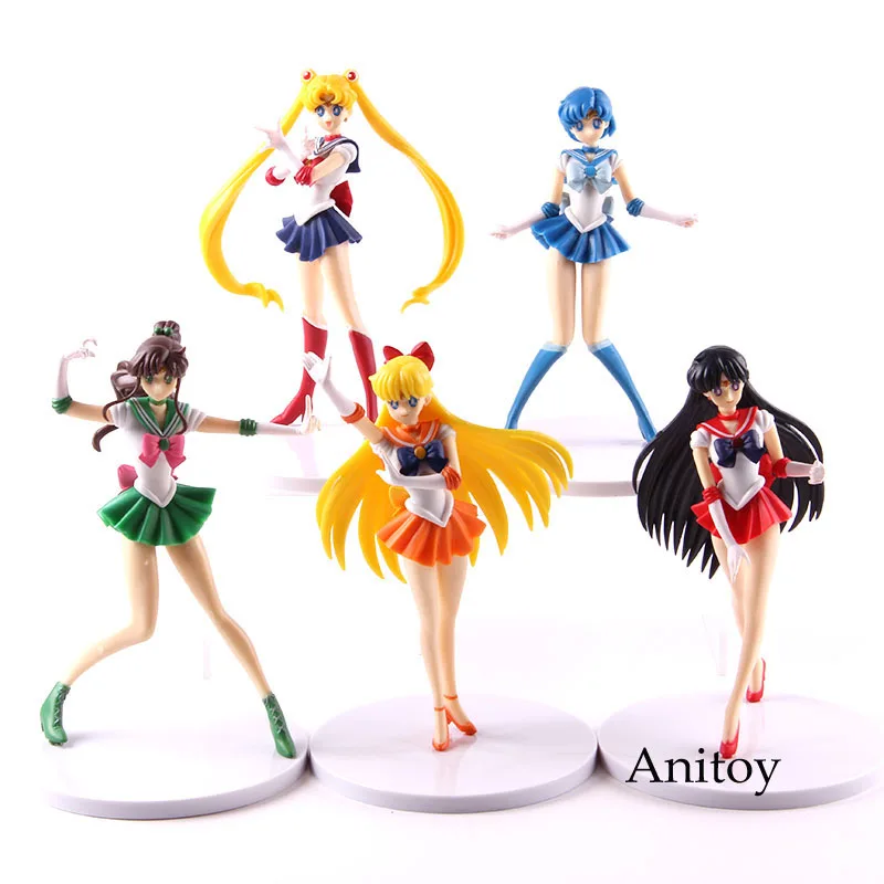 

Sailor Moon Sailor Mercury Mars Jupiter Venus Moon Action Figure Anime PVC Collectible Model Toy Decoration Doll 5pcs/set