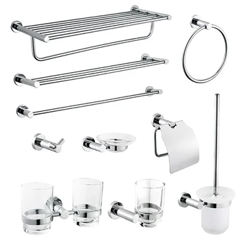 

Bathroom Accessories Chrome Towel Rack Towel Ring Paper Holder Robe Hook Soap Dish Toilet Brush Hanger Bathroom Hardware Set