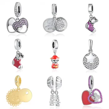 

S925 Bead True Yoga Love Heart Mother Christmas Stocking Sunshine Dangle Charm Fit Lady Bracelets DIY Jewelry