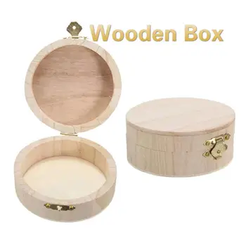 

Exquisite Upscale Round Wooden Box For Ring Earrings Storage Box Small Accessories Jewelry Storage Boxes Personal Item Organizer