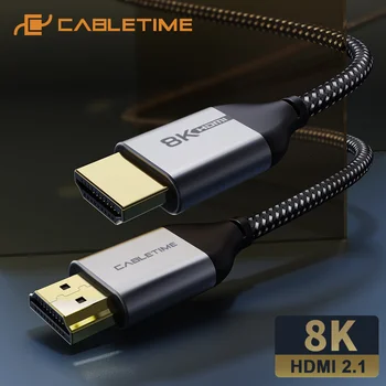 CABLETIME HDMI 2.1 Cable 8K/60Hz 4K/144Hz 48Gbps Ultra-Slim Coaxial HDMI Video Cable for PS4 Macbook Air HDTVs 8K HDMI C326 1