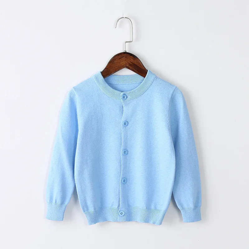 Детский хлопковый свитер; кардиган; сезон весна-осень - Цвет: Light Blue