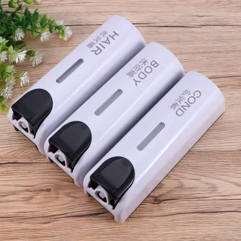 

1pc Three Chamber Compact Soap Dispenser Container Body Hair Cond Box for Home Bathroom White