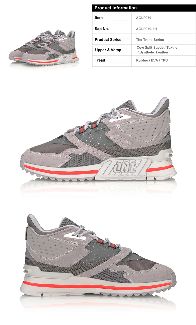 Li-Ning/Мужская обувь; 001 T1000; зимняя стильная обувь для образа жизни; спортивная обувь с подкладкой в стиле ретро; удобные кроссовки; AGLP079 YXB331