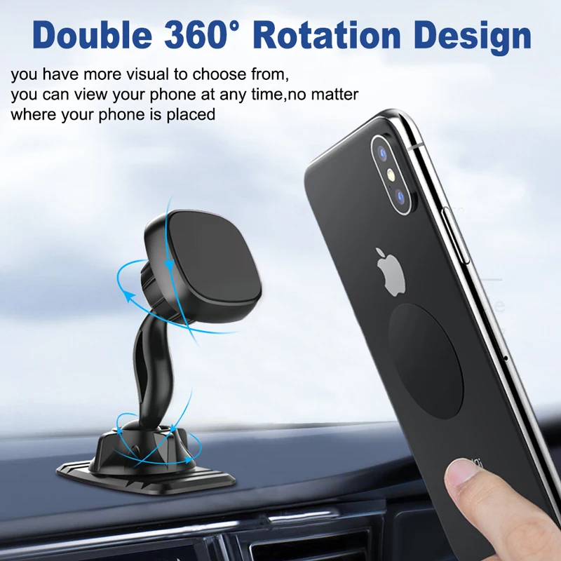 Magnetic Phone Car Mount Double 360° Rotate Magnetic Cell Phone Holder for Car Dashboard Phone Magnet Car Mount for iPhone 11