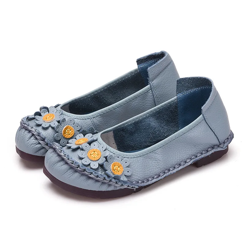 Designer Shoes Women Loafers Genuine Leather Flats Woman Oxford 2021 Flower Ladies Mother | Обувь