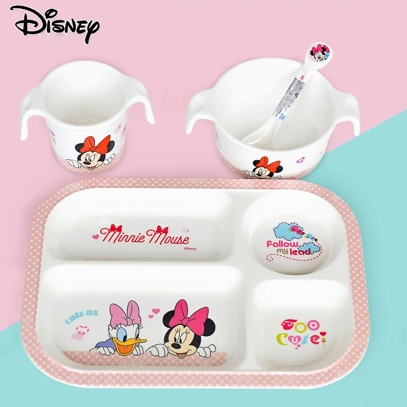 Столовые приборы Disney Baby Mickey Minnie детская рисовая чаша тарелка чашка ложка набор