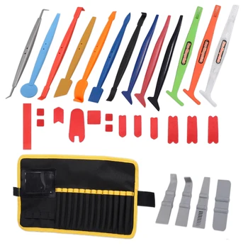 

FOSHIO 32PCS Window Wrap Tinting Tool Kit with Magnet Bag Auto Foil Film Install Squeegee Scraper Carbon Fiber Sticker Edge Felt