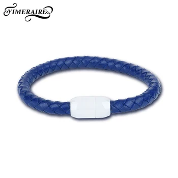 

Elegant Blue Simple Style Unisex Bracelet With White Black Ceramic Buckle Top Quality Bangle For Women Men Fashion Jewelry Gift