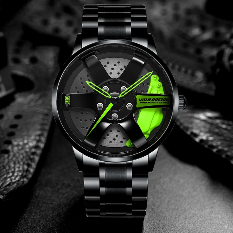 

NIBOSI Men Car Wheel Watch Fashion Waterproof Sport Watch Men's Quartz Mesh With Rim Hub Watch Run Quartz Men Quartz Watch