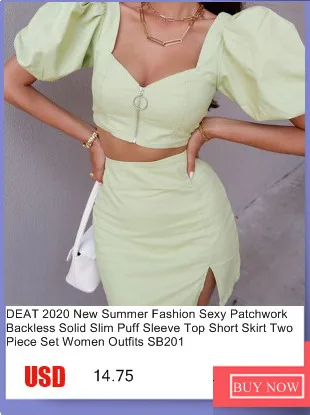 DEAT 2020 Spring Long Sleeve Turtleneck Beige Short Mini Slim Bodycon Dress Women MH041