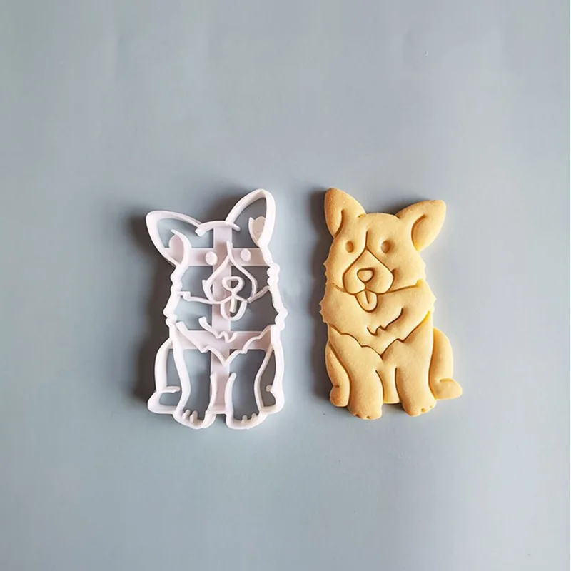 Set of 3 cute corgi cookie stamps: add fun animal shapes to your baking creations