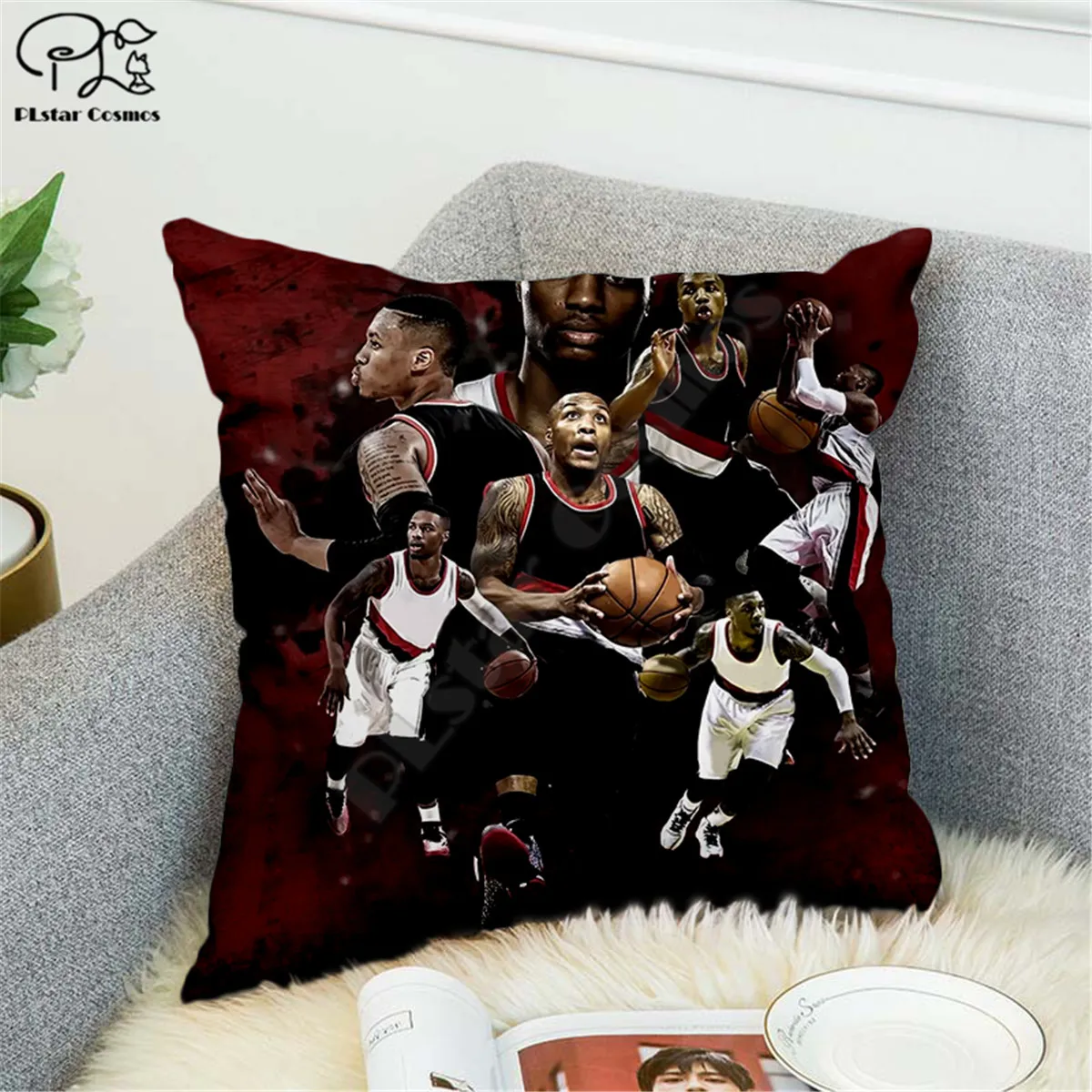

Basketball star pattern 3D printed Polyester Decorative Pillowcases Throw Pillow Cover Square Zipper Pillow cases style-3