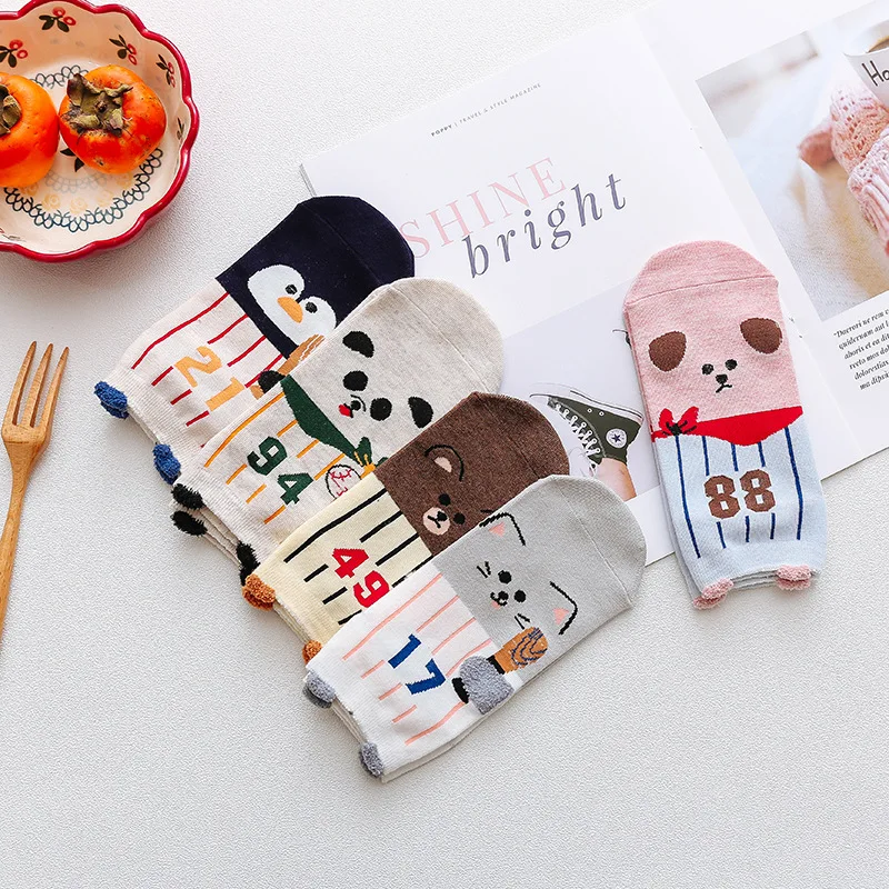 Fast Shipping 2020 Hot Sale 5 Pairs Slipper Invisible Cartoon Women's Short Socks Cotton No Show Socks For Women