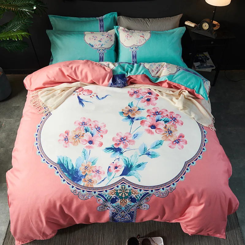

2019 Autumn And Winter Wechat Business Hot Selling Version of the Flower Four-piece Set Rich An Na Bedding Article Thick Warm Gr