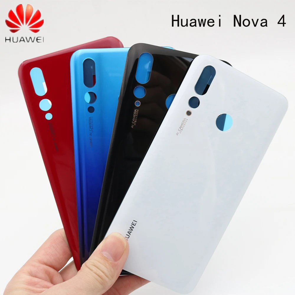 

For HUAWEI Nova4 Housing For Huawei Nova 4 Glass Battery cover Door Smart Phone Back Cover Replacement Repair Part