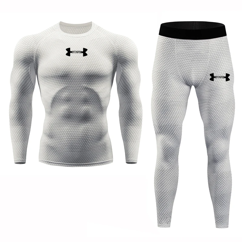 Quick Dry Rashgard Men's Running sets 3D snake-print compression tight 2pcs suits Gym fitness Training sportswear Tracksuits men Quick Dry Rashgard Men's Running sets 3D snake-print compression tight 2pcs suits Gym fitness Training sportswear Tracksuits men
