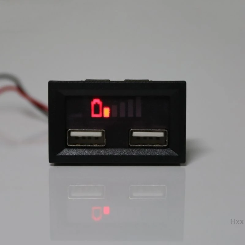 New 12V Lead Acid Battery Capacity Display Power Meter Gauge for Electric Motor Car with USB charging port