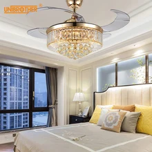42 дюймов хрустальный потолочный вентилятор, современный тихий свет, рождественские украшения для дома, гостиной, отеля, дистанционное управление, 220 В, вентилятор, лампа