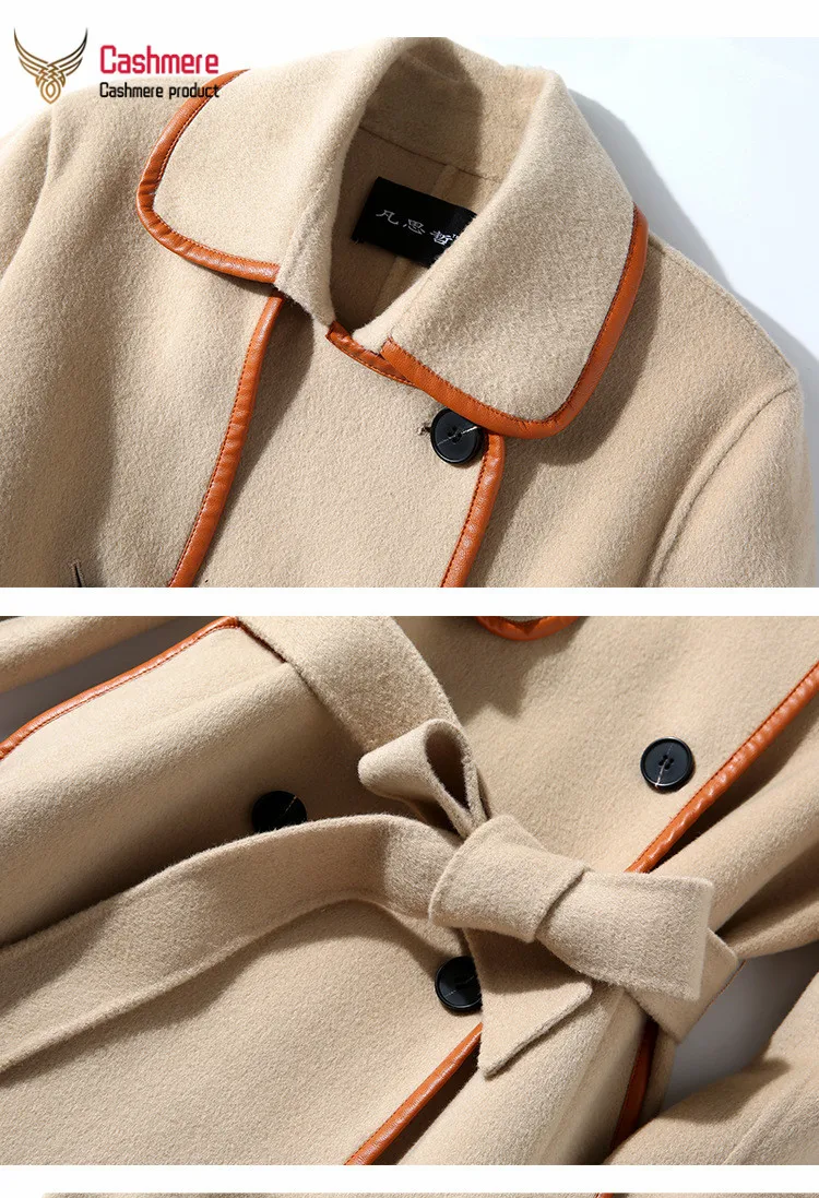 Autumn winter woolen coat female long section Slim wool coat double-sided cashmere coat thickening female fashion coat female