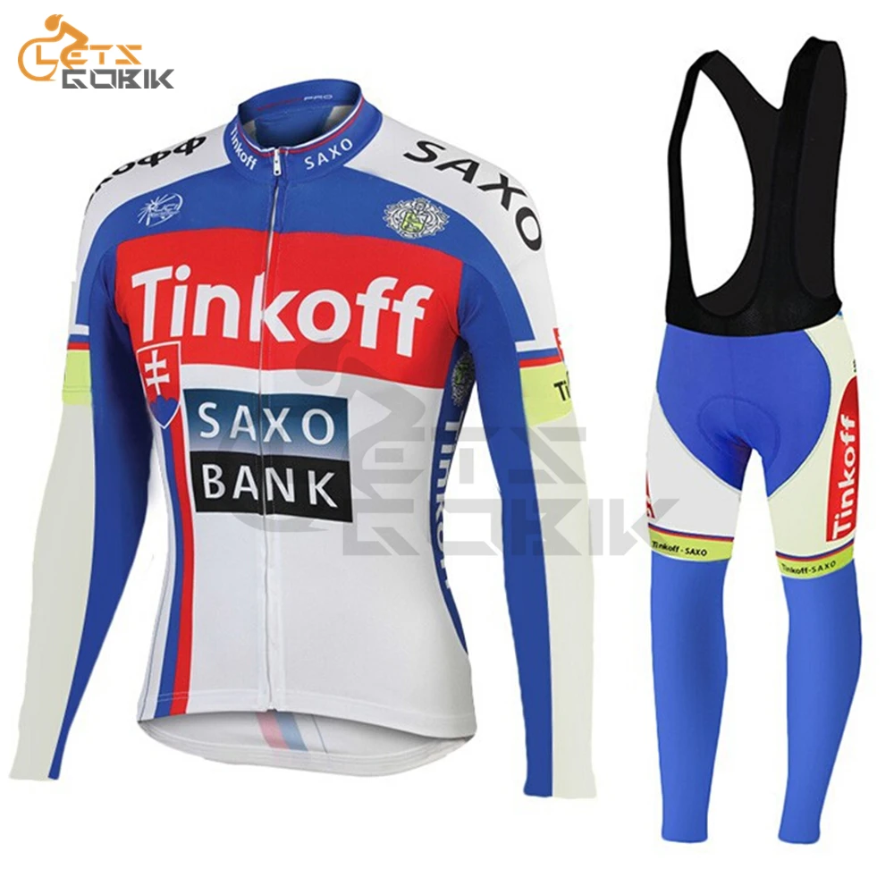 Bib cycling set Велокофты Pro Team Saxo Bank, набор велосипедной одежды для мужчин, одежда для велоспорта Mtb, летняя одежда с длинным рукавом для горного велосипеда, комбинезон, костюм - Цвет: Bib cycling set