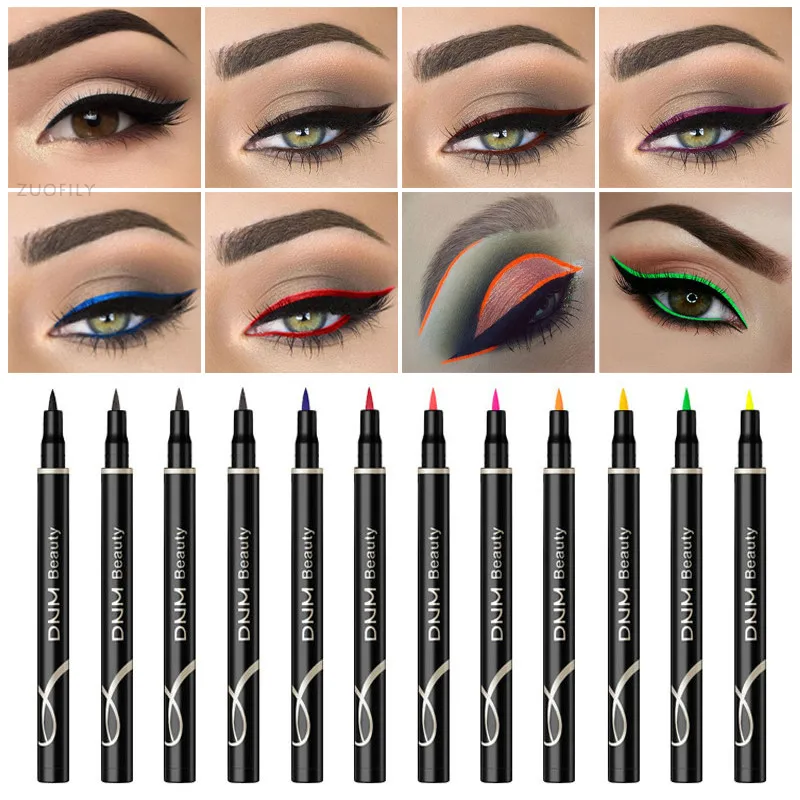 12 Colors Liquid Eyeliner Pencil Waterproof Colorful Eye Liner Pen